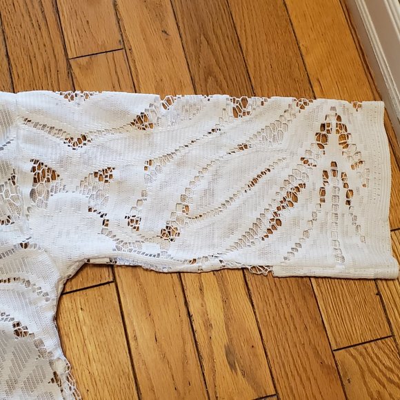 Jiujin White Lace & Fringe Bathing Suit Cover - Picture 6 of 12